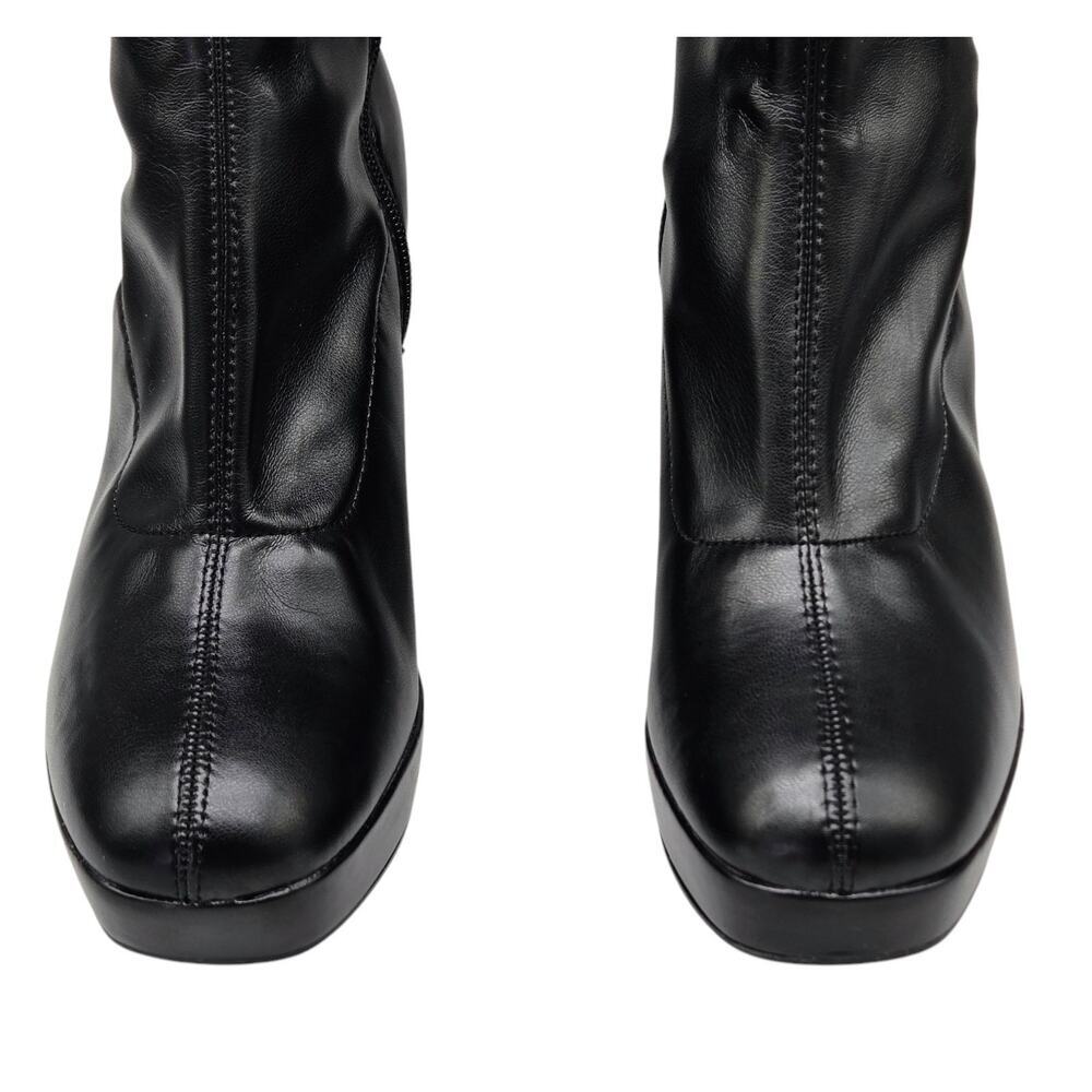 Mia Gavi Leather Boots Women's Size 8.5 Block Heel and Platform Black Modern NEW - Picture 5 of 9